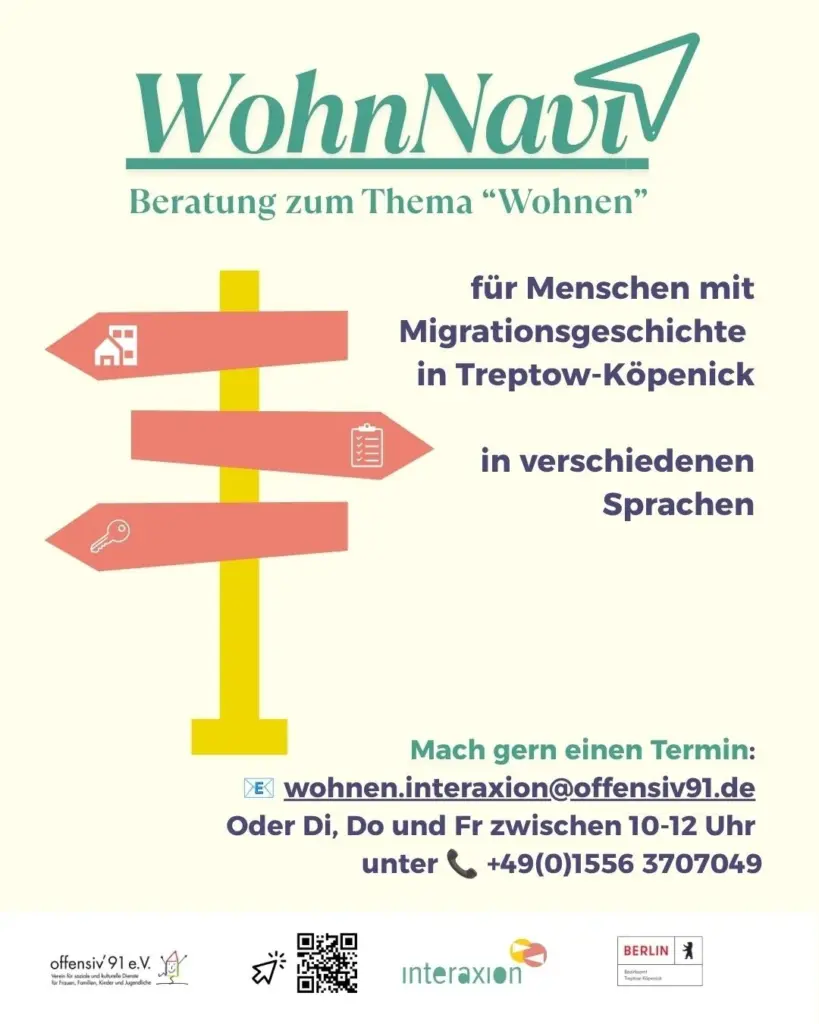 Vorschau des WohnNavi-Flyers mit Beratungsinformationen in mehreren Sprachen