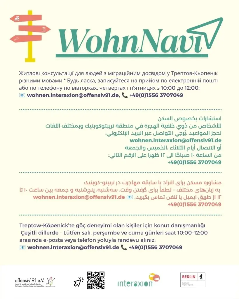 Vorschau des WohnNavi-Flyers mit Wegweiser-Illustration zu Wohnthemen